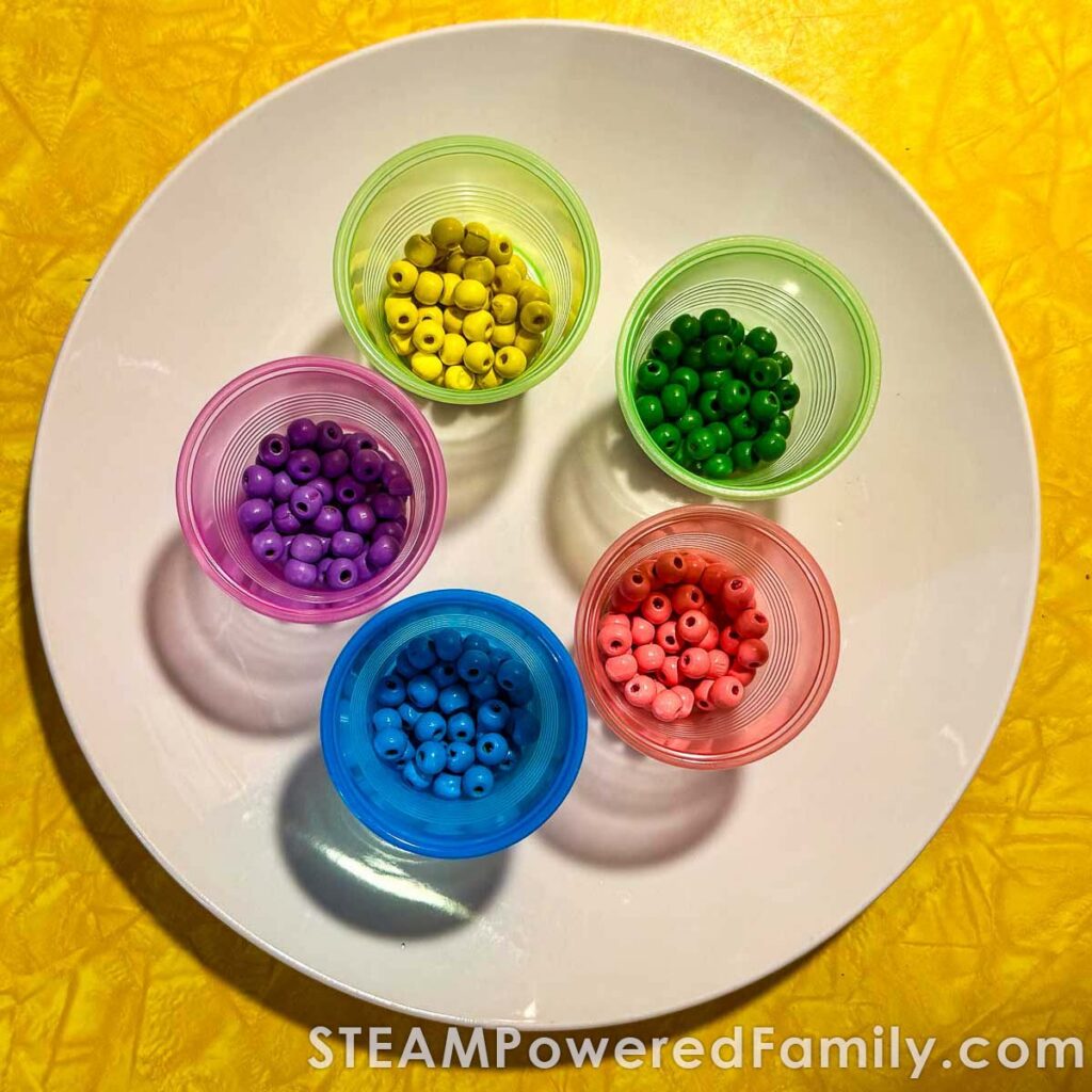 Beads for Binary Code Bag Tag STEM Craft