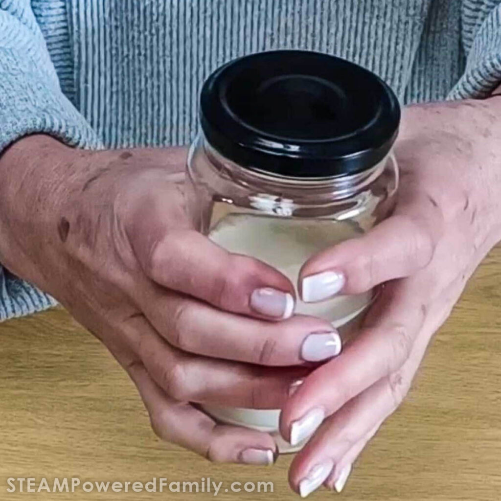 Butter in a jar shaking