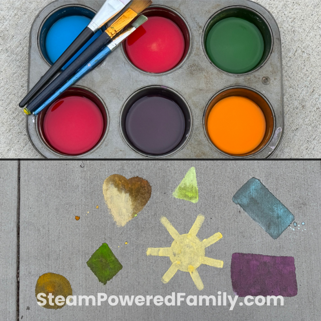 Try this fizzy chalk paint experiment - it makes a great summer camp STEM activity. 