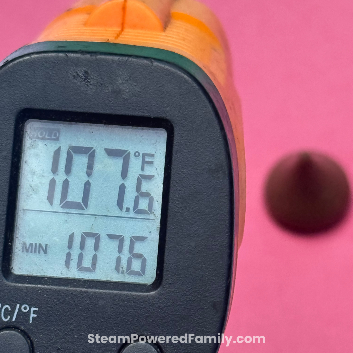 Measuring the temperature of melting chocolate