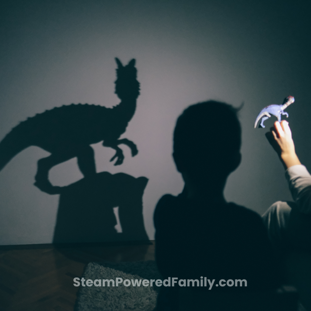 Making a dinosaur shadow.